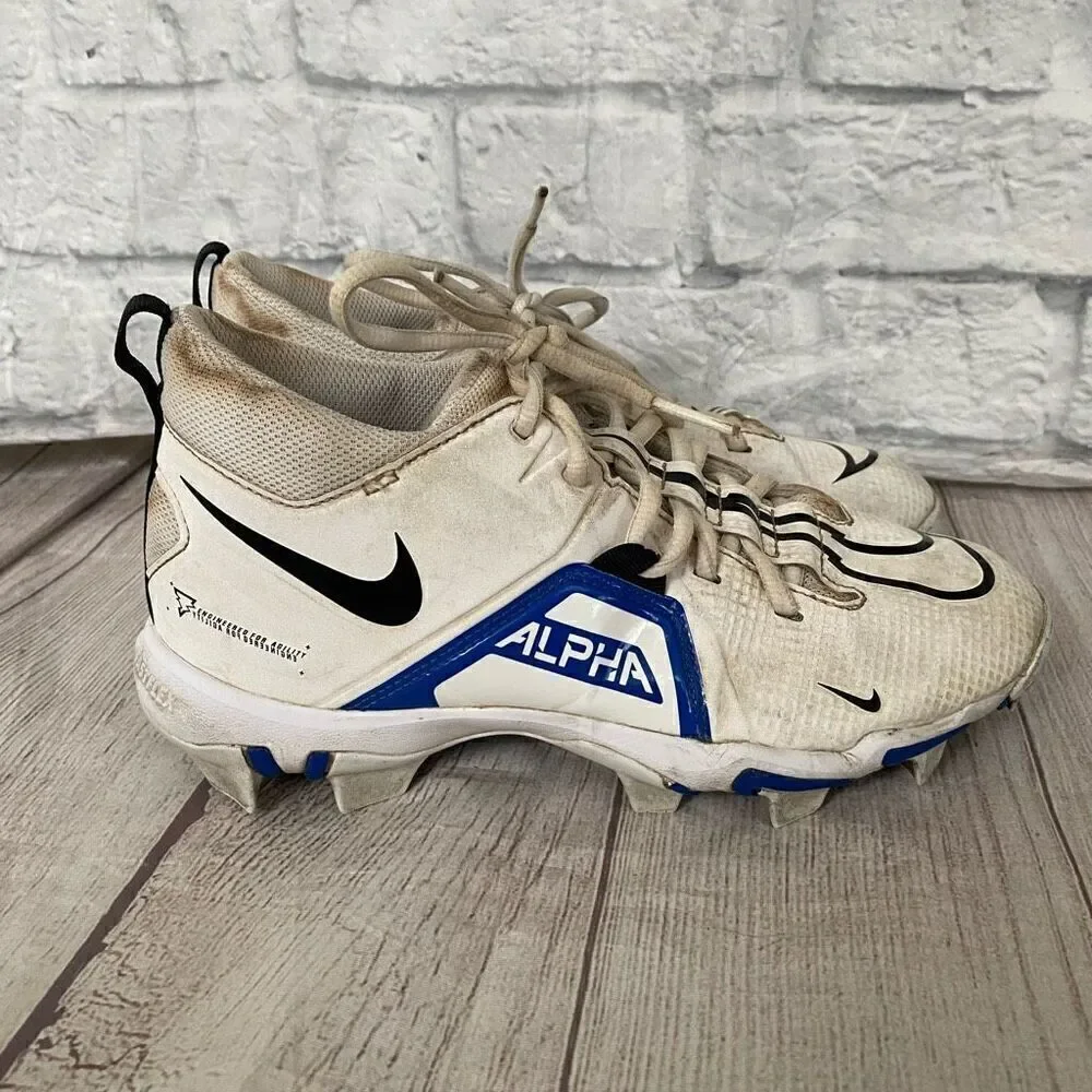 Nike Alpha youth boys 6 fastflex cleats white & blue